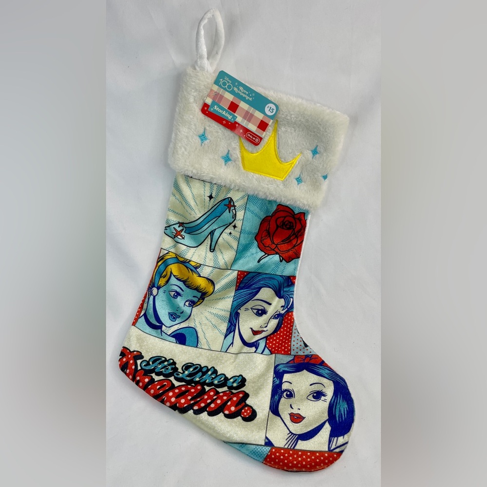 Disney 100 Retro Reimagined Disney Princesses Christmas Stocking TAGS Comic Book